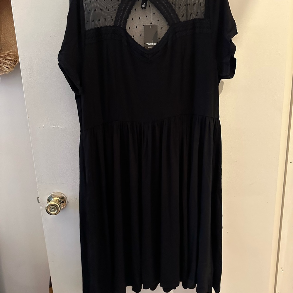 Black Sheer Yoke Dress